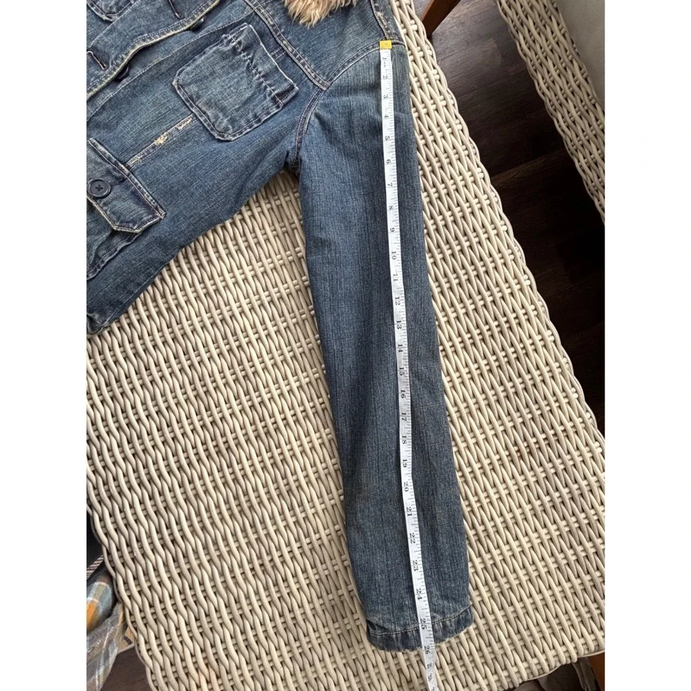 Abercrombie Denim Shearling‎ Collar Quilted Lining Jacket Large Y2K vintage jean